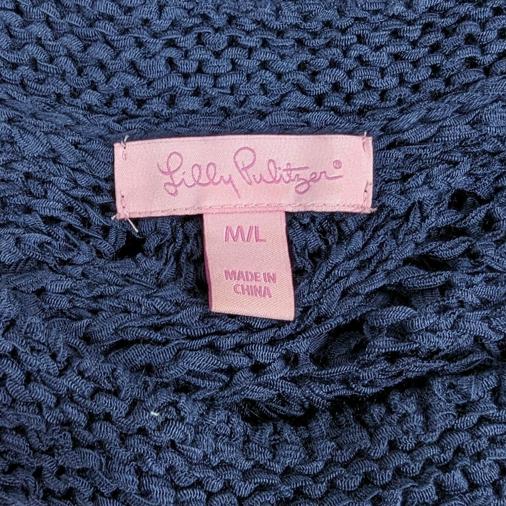 Lilly Pulitzer Women's Open Knit 3/4 Sleeve Larissa blue Sweater Size M/L - Picture 4 of 5